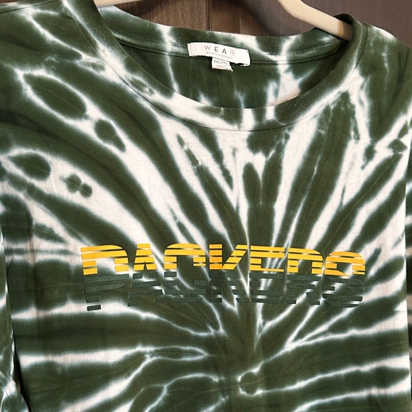 Green Bay Packers Women’s Cropped Tie-Dye Long Sleeve Shirt - Picture 2 of 4